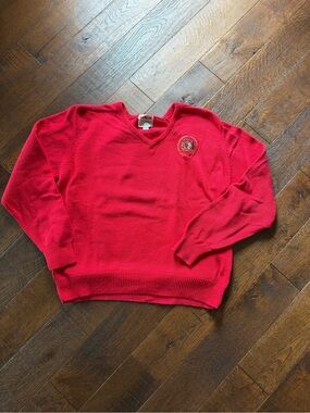 Vintage Red V-Neck Sweater UCM/CMSU University of Central Missouri Mules Red